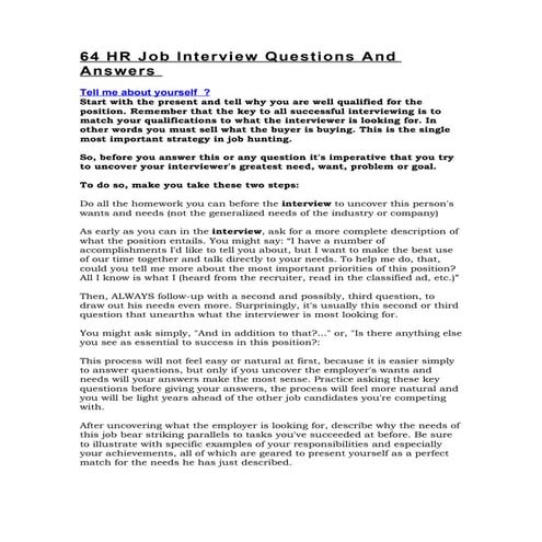 64 hr-job-interview-questions-and-answers