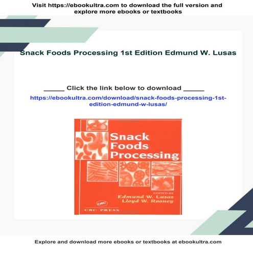 Snack Foods Processing 1st Edition Edmund W. Lusas