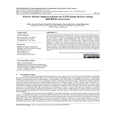 Power factor improvement on LED lamp driver using BIFRED converter