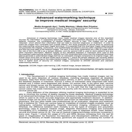 Advanced watermarking technique to improve medical images’ security