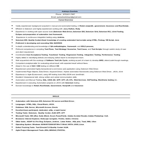 SOFTWARE RESUME recent UPDATE