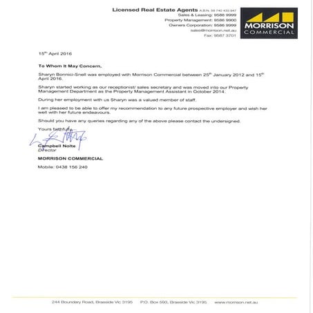 Campbell Nolte - Reference Letter | PDF