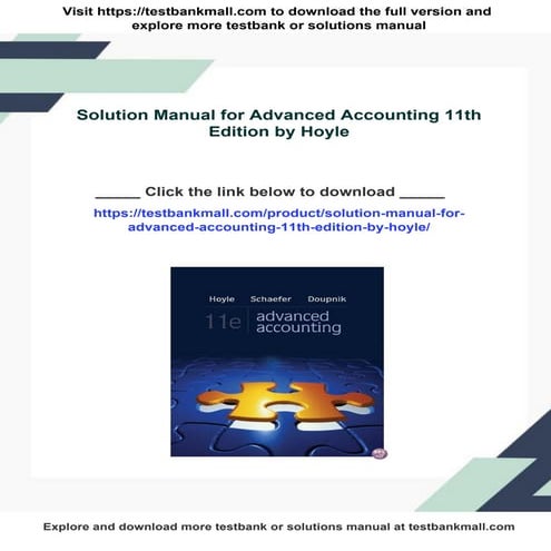 Solutions Manual for Advanced Accounting 11th Edition by Beams | PDF
