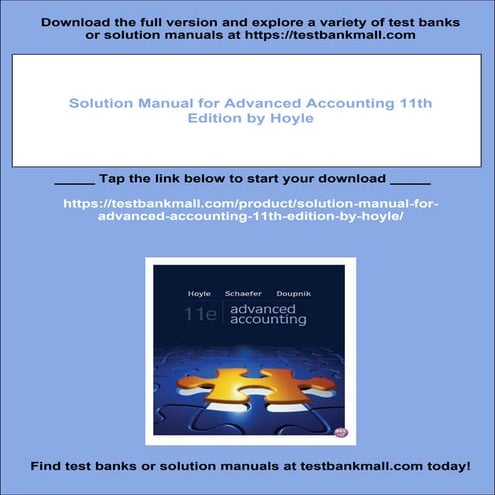 Solution Manual for Advanced Accounting 11th Edition by Hoyle | PDF