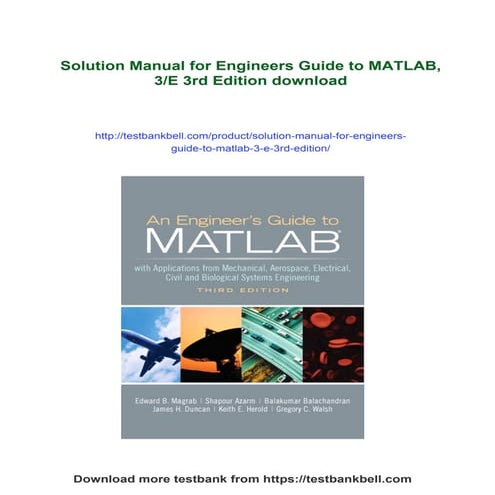 Solution Manual for Engineers Guide to MATLAB, 3/E 3rd Edition | PDF