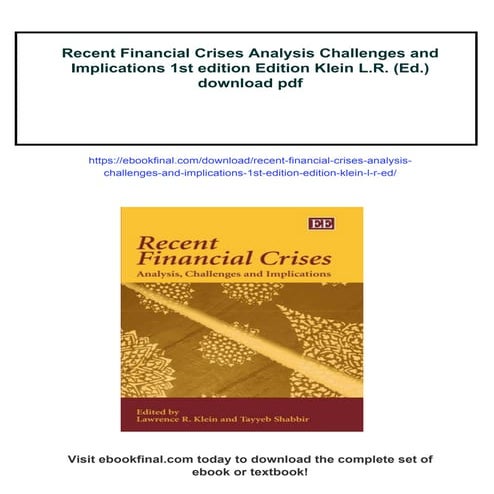 Recent Financial Crises Analysis Challenges and Implications 1st edition Edit...