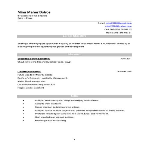 Mina Maher CV