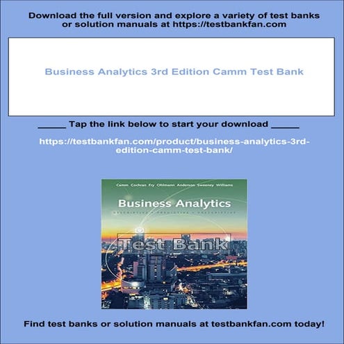 Business Analytics 3rd Edition Camm Test Bank | PDF