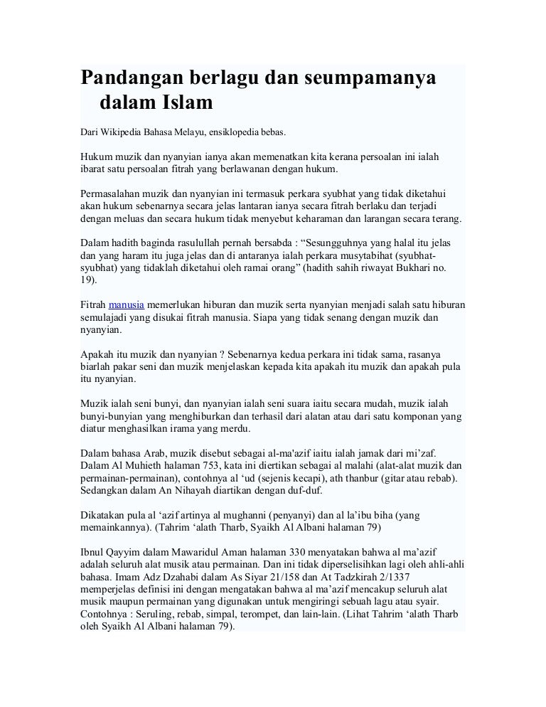 6455285 Pandangan Berlagu Dan Seumpamanya Dalam Islam