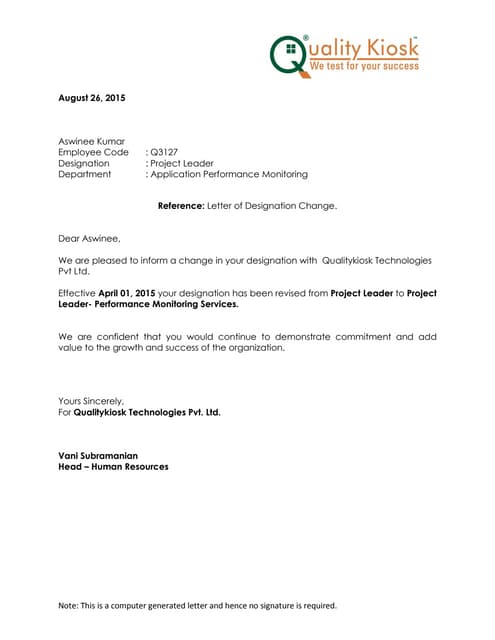 Experience Letter - Rajendran