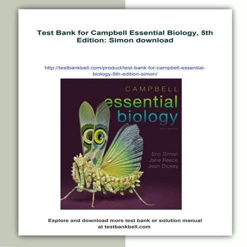 Test Bank for Campbell Essential Biology, 5th Edition: Simon | PDF