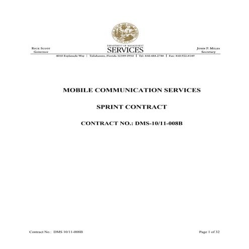 Mobile Communication Services CONTRACT NO DMS 1011 008B