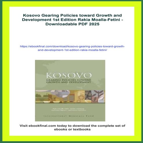 Kosovo Gearing Policies toward Growth and Development 1st Edition Rakia ...