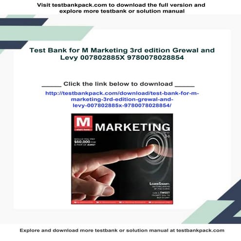 Test Bank for M Marketing 3rd edition Grewal and Levy 007802885X ...