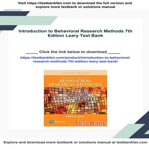 Introduction to Behavioral Research Methods 7th Edition Leary Test Bank