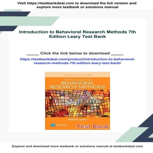 Introduction to Behavioral Research Methods 7th Edition Leary Test Bank