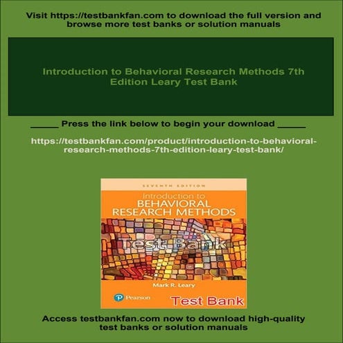 Introduction to Behavioral Research Methods 7th Edition Leary Test Bank