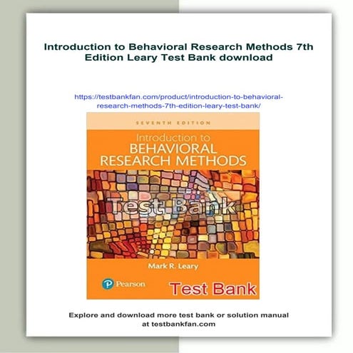 Introduction to Behavioral Research Methods 7th Edition Leary Test Bank