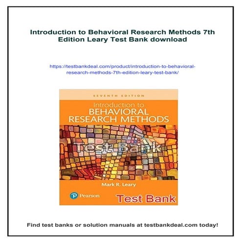 Introduction to Behavioral Research Methods 7th Edition Leary Test Bank ...
