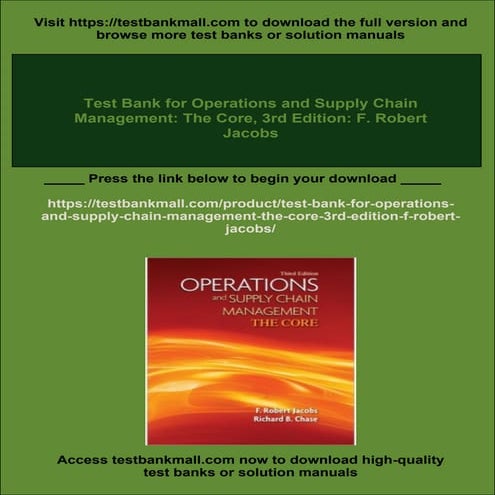 Test Bank for Operations and Supply Chain Management: The Core, 3rd ...