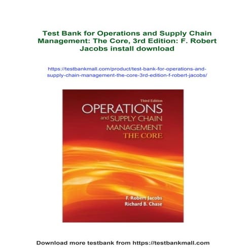 Operations and Supply Chain Management Jacobs 14th Edition Solutions ...