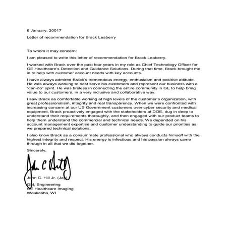 Brack Leaberry (Letter of Recommendation JAY HILL) 1.6.2017