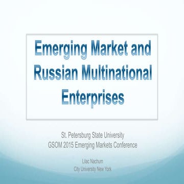Emerging Market and Russian Multinational Enterprises - key note
