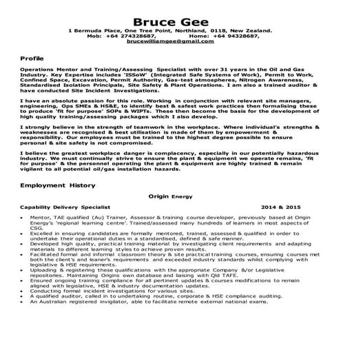 Bruce Gee CV