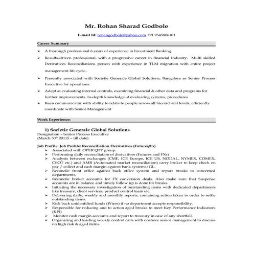 Resume Rohan Godbole 