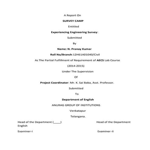 Engineering Survey camp repot (2014)