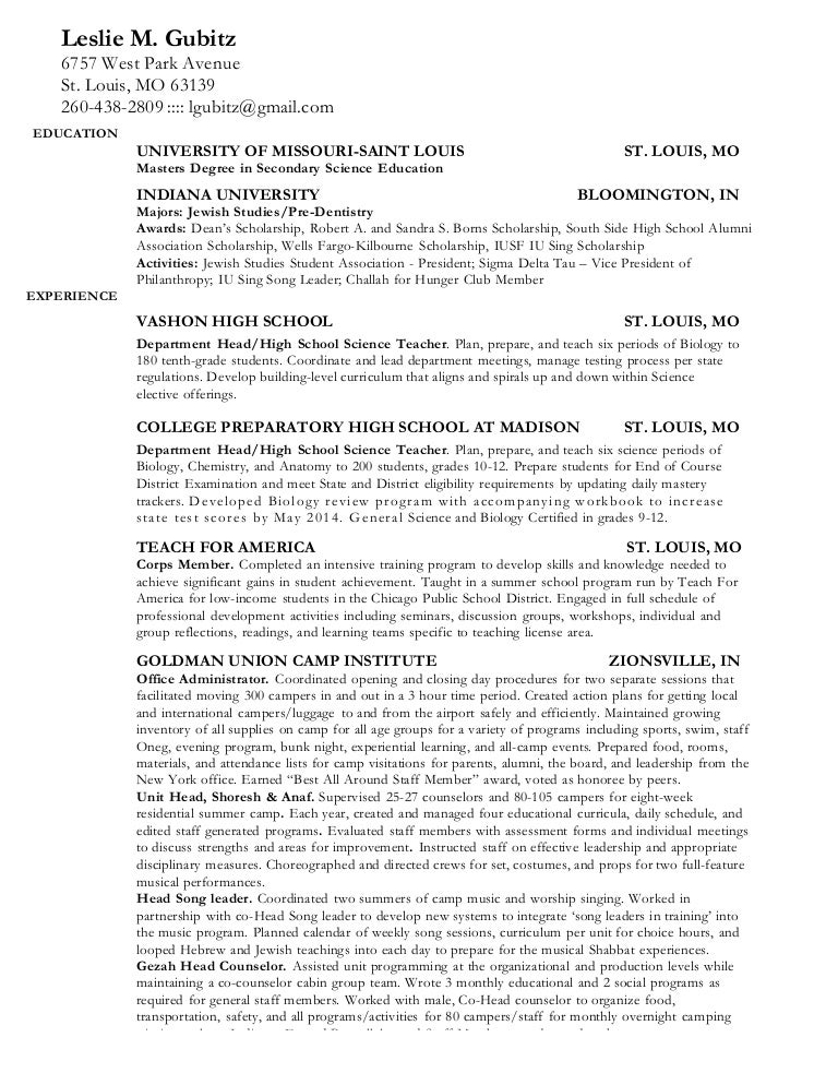 teach for america sample resume gubitz resume 2016 teach for america sample resume gubitz resume 2016