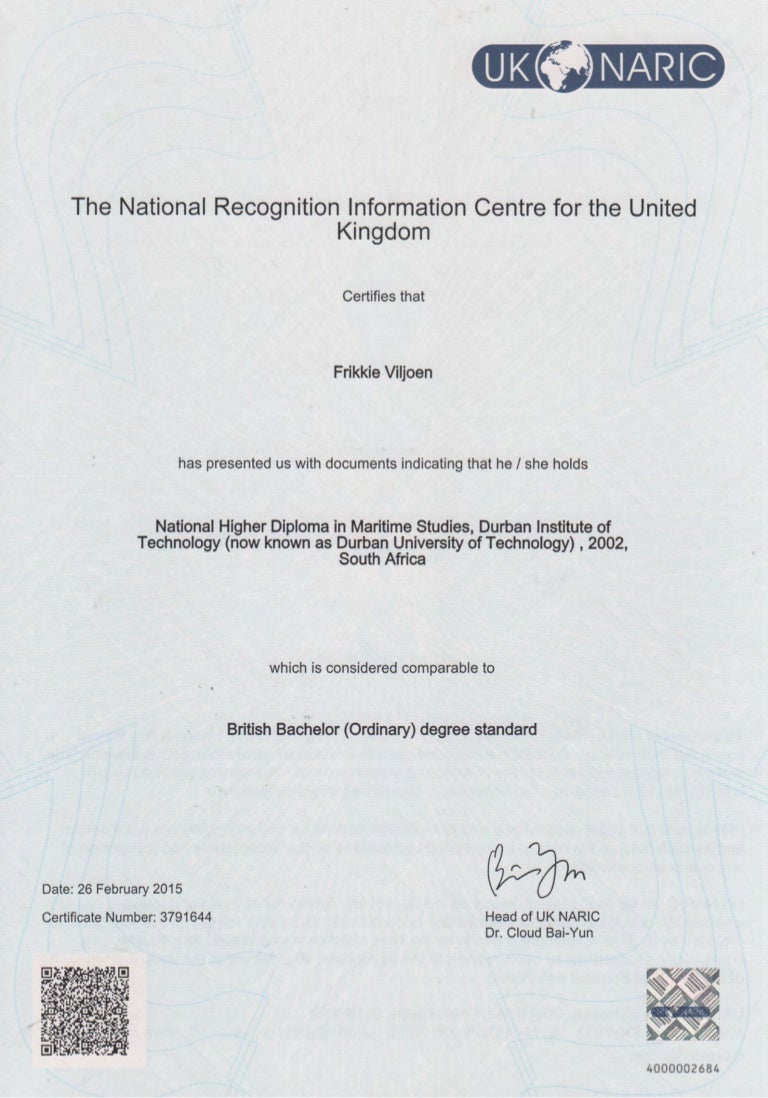 fv naric british bachelor degree 1 ordinary degree