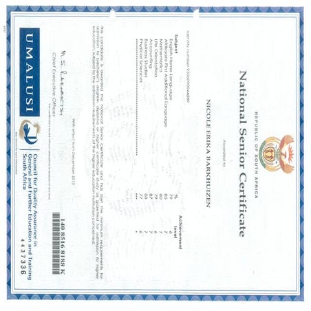 National Senior Certificate | PDF
