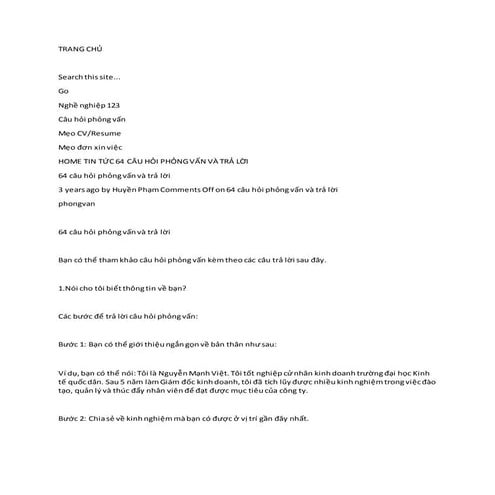 64 cau tra loi phong van