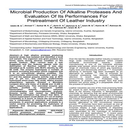 Microbial Production Of Alkaline Proteases And Evaluation Of Its ...