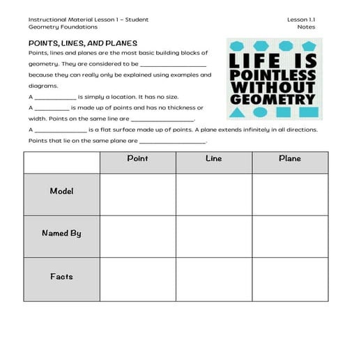 Points lines and planes Lesson 1