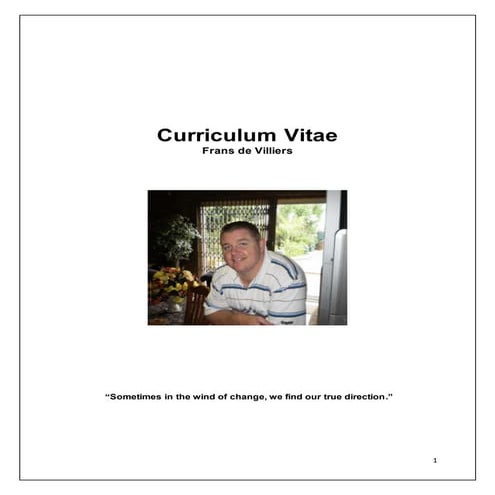 CV of Frans de Villiers