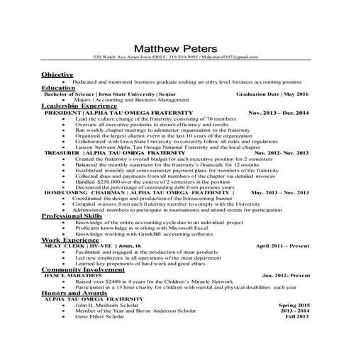 Matthew Peters Resume
