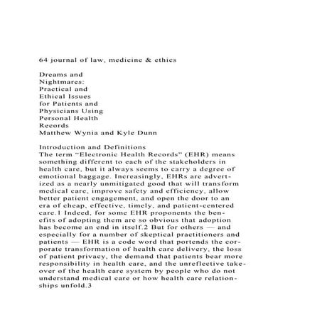 64 journal of law, medicine & ethicsDreams and Nightmare.docx