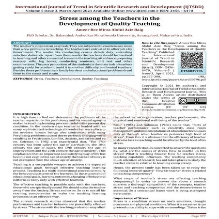 Study on Academic Stress among Student Teachers of Secondary Teacher ...