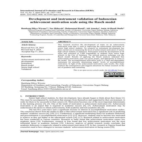 Development and instrument validation of Indonesian achievement ...