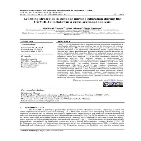 Learning strategies in distance nursing education during the COVID-19 ...