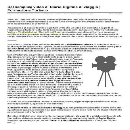 Dal semplice video al Diario Digitale di viaggio