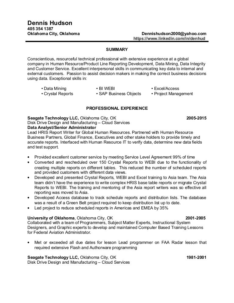 Dennis Hudson Resume 10.26.2015