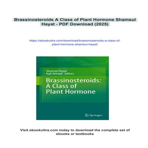 Brassinosteroids A Class of Plant Hormone Shamsul Hayat
