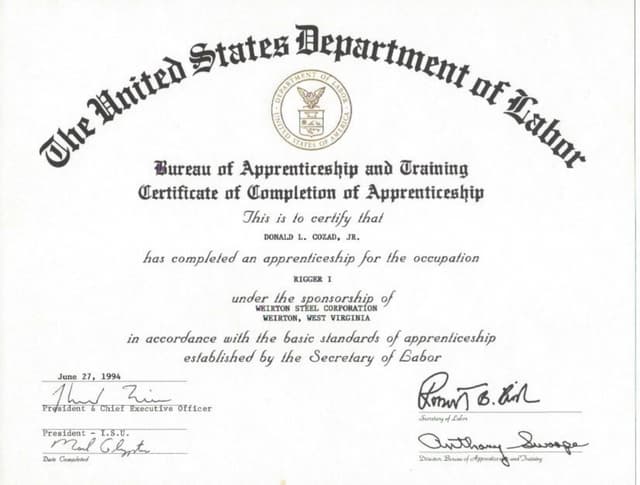 Rigger Journeyman Certificate PPT Rigger Journeyman Certificate PPT