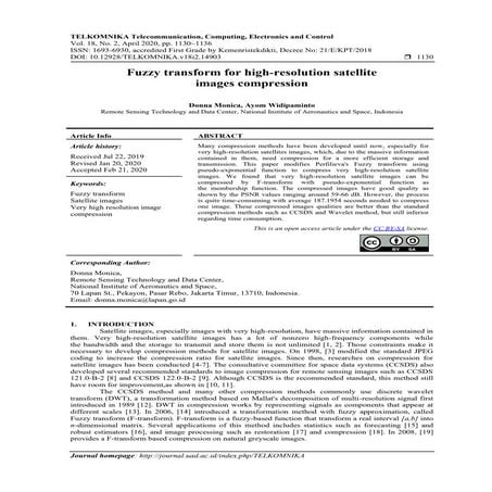 Fuzzy transform for high-resolution satellite images compression