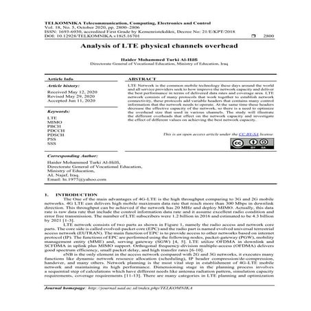 Analysis of LTE physical channels overhead