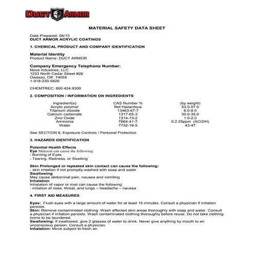 DUCT-ARMOR-MSDS-2013