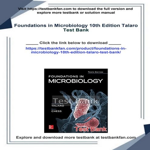 Download the entire Foundations in Microbiology 10th Edition Talaro ...